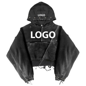 Sweat à capuche respirant en éponge française Logo personnalisé Streetwear mode lourd et surdimensionné vente en gros personnalisé avec logo - Product Image 3