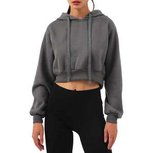 Crop Top Pull à Capuche Sweat Casual Hiver Tricoté Oversize Cropped - Product Image 1