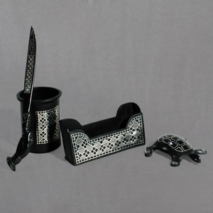 Handmade Eco-Friendly Office Set Metal Showpiece with Silver Inlay for Christmas and Diwali <b>Home</b> <b>Decor</b> - Product Image 1