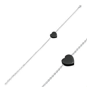 Onyx <b>Heart</b> Design Turkish Handcrafted Rhodium & Gold Plated 925 <b>Sterling</b> <b>Silver</b> Charm <b>Bracelet</b>-Party & Gift Jewelry - Product Image 5