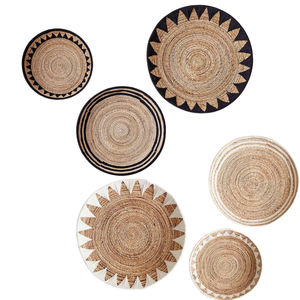 Low MOQ Cheap Price Best Selling 2023 Artisan Sunny Handwoven 3-Piece Basket Wall Art Set for <b>Decor</b> Living Room Bedroom - Product Image 1