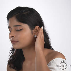 Boucles d'oreilles solitaires en cristal en argent sterling 925 - ton or - Product Image 1