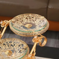 Plateau à gâteau à deux étages en verre cristal gravé, artisanal, écologique, de luxe, logo personnalisé, pour la maison, l'hôtel, le restaurant, les mariages, de qualité supérieure