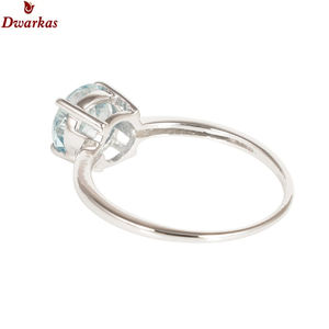 แหวนเงินแท้925สเตอริงพลอยบุษราคัมสีฟ้าแบบเรียบง่ายเครื่องประดับเงินแบบเรียบง่ายของขวัญสำหรับนิ้วละเอียด - Product Image 2