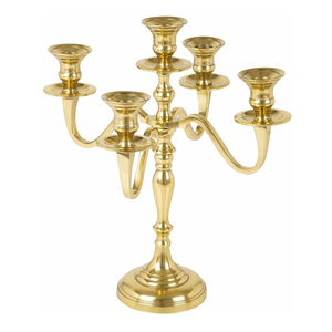 Hot Selling Customized 5-Arm <b>Candelabra</b> Gold Plated Metal Aluminum Crystal Unique Design Wedding Decor Candle Stand for Home Use - Product Image 1