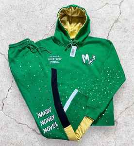 2025 Winter Solid Organic <b>Fleece</b> Mens Tracksuit Hoodies with Rhinestone <b>Work</b> Custom Screen Print Heavyweight Custom Logo - Product Image 5
