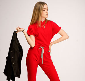 Ensembles d'uniformes extensibles avec chemise à manches courtes flexible et col montant moderne pour les équipes médicales - Product Image 1