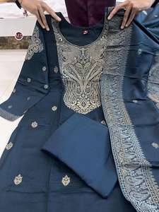 Robe de soirée élégante Banarasi avec broderie traditionnelle Zari Pantalon de fête à la mode Zari Weaving Dupatta - Product Image 2