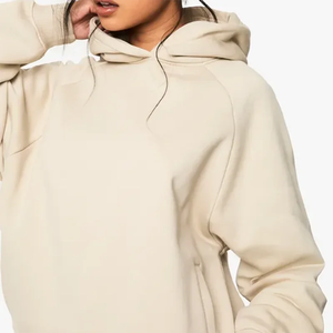 Sweat à capuche pour femme en laine court décontracté sans ficelle avec logo bouffant 3D personnalisé en gros - Product Image 6