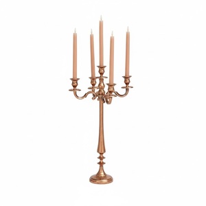 Candélabre élégant en métal doré à 5 bras pour mariage et dîner, décoration de la maison, centre de table - Product Image 1