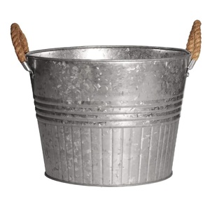 Macetas de flores de Metal galvanizado populares con mango de cuerda forma redonda para el hogar macetas decorativas para balcón al aire libre - Product Image 2