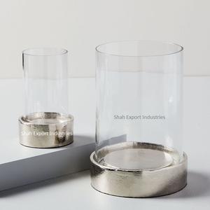 Nuevos candelabros decorativos para huracanes, Metal duradero/vidrio, para el hogar Decoración de mesa, soporte plateado para huracanes - Product Image 4