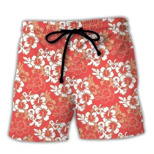 Red Hibiscus Floral 3D Graphic Shorts Shorts de bain pour hommes Summer Casual Quick Dry Swimwear Pants - Product Image 2