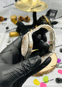 Reloj Automático con Incrustaciones de Diamantes de Imitación, Bisel de Acero Inoxidable, Reloj de Diseño, Estilo Hip Hop, Regalo Brillante para Unisex - Product Image 3