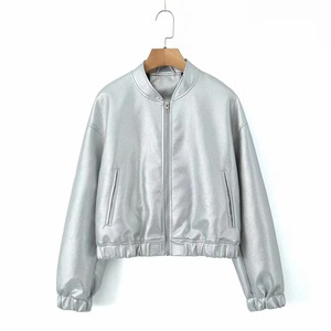2024 primavera/verano nueva ropa de mujer diseño plateado traje de béisbol Chaqueta corta de piloto para mujer Top - Product Image 1