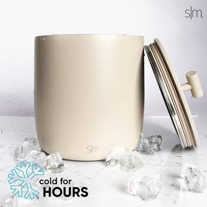 Cubo de Hielo Minimalista de Acero Inoxidable Color Crema con Tapa, Diseño Aislado con Acabado Mate Moderno para un Hogar Elegante y Entretenimiento en el Bar - Product Image 2