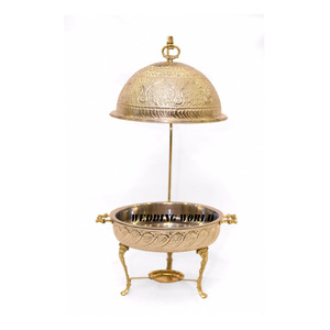 Decorative Brass Chafing Dish With Hanging Lid Oval Shape Designer Casserole Hot Selling Luxury New Metal Food Warmer - Product Image 3