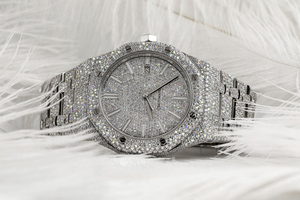 นาฬิกาข้อมือสแตนเลสสำหรับผู้ชายประดับเพชรโมอิสแฟชั่นมาถึงฮิปฮอปดีไซน์พิเศษ - Product Image 4