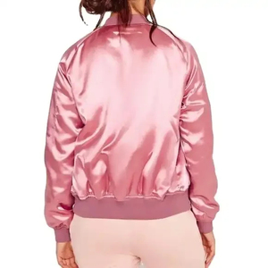 Custom Logo Satin Women Men's Bomber Jacket High Quality Nylon Lining Solid Color Logo <b>Decoration</b> for Autumn <b>Winter</b> Seasons - Product Image 6