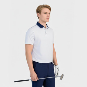 Chemise de golf à manches courtes respirante en tricot uni brodée sur mesure, coupe classique pour homme - Product Image 2