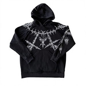 Sudadera con Capucha de Invierno para Hombre, de Alta Calidad, Nueva Moda, Manga Larga, Acolchada, con Bordado, Estampado, Transpirable, de Algodón, Lisa, Teñida - Product Image 3