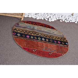 Large Area Bohemian Brown Wool <b>Vintage</b> Patchwork <b>Rug</b> 2.9ft X 2.9ft Rectangular Hallway for Entryway Bedside New Large Area - Product Image 3