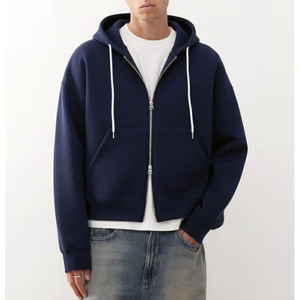Sweat-shirt à capuche en coton pour homme avec fermeture éclair personnalisée, impression et broderie personnalisées, teinture unie, vêtement décontracté respirant - Product Image 1