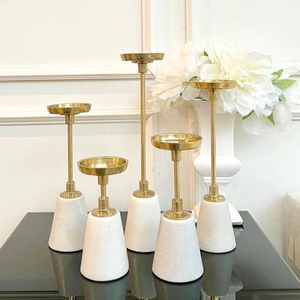 Bougeoir attrayant en métal doré de table support de bougie décoratif en métal blanc pour la décoration intérieure à bas prix - Product Image 1