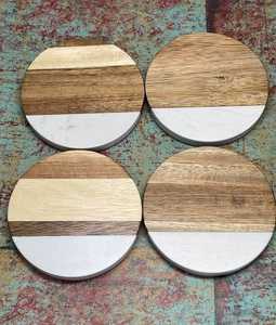 Custom <b>Bamboo</b> Coaster Set for Promotions Square and Round Wood Mats with Logo for Cups Drinks <b>Mugs</b> Decor - Product Image 1