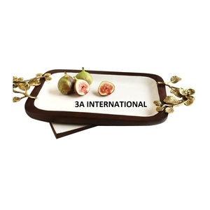 Bandeja de servir multifuncional de madera para postres o desayunos, bandeja para servir comida y postres con asas. - Product Image 1