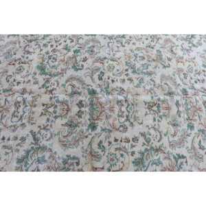 พรมวินเทจสไตล์ตุรกี ขนาด 4.5x7.9 ฟุต ลายต้นไม้และพืชสีเขียว ทำจากขนสัตว์ - Product Image 4