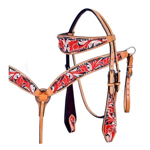 Juegos de tachuelas Western Headstalls con ajuste personalizado con nombre de marca personalizado Western Saddle Headstall Horse Tack Antique Engrave - Product Image 4
