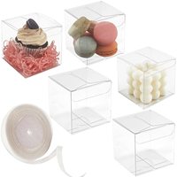 Boîte à dragées transparente en plastique, boîtes en acétate transparentes en forme de cube, boîtes cadeaux transparentes en PET/PVC pour l'emballage de cadeaux de mariage ou de fête