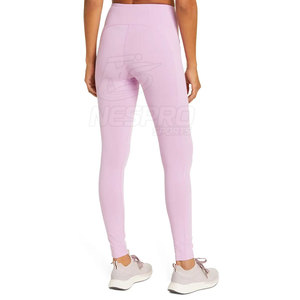 Mallas de Yoga para mujer de alta calidad, ropa deportiva sin costuras sólida media, LICRA de secado rápido transpirable ecológica personalizada/poliéster - Product Image 3