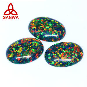 Pierre d'opale multicolore Kyocera OP46 vert jaune vert rond cabochon, distributeur direct pour la fabrication de bijoux en argent faits à la main - Product Image 3