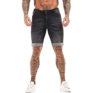 Short en jean avec logo personnalisé Streetwear pour hommes Short en jean avec design personnalisé en relief Short en jean avec chaîne imprimée et pierres pour hommes - Product Image 6