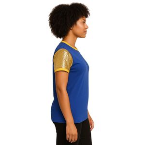 Maglietta blu Sigma Gamma Rho maniche di paillettes gialle SGRho 1922 graziosa camicia da festa di laurea greca di HBCU - Product Image 4