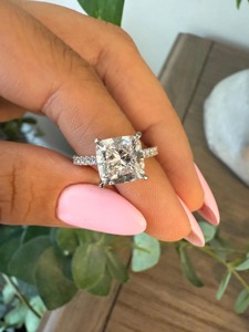 Luxury 3 Ct Cushion Cut Lab Grown Diamond <b>Ring</b> <b>for</b> <b>Women</b> Engagement Wedding Fine Jewelry Bridal Gift Designer <b>Statement</b> <b>Ring</b> - Product Image 3