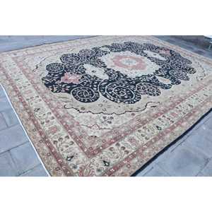 พรมตุรกีขนาดใหญ่พิเศษ 11x13.6 ฟุต (336x416 ซม.) พรมขนสัตว์ลายอิคัตสีดำวินเทจ - Product Image 3