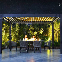 Parasol Impermeable Personalizado Deslizante de Vidrio para Exteriores, Pérgola de Aluminio Motorizada Bioclimática para Jardín, Persiana Bioclimática