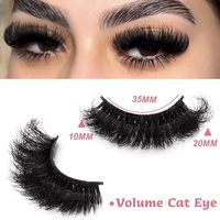 Faux cils volumineux 8D effet œil de chat, en bande, semi-faits à la main, en fibres synthétiques, pour 14 paires, 25 mm, grandes bandes de cils longs, pack