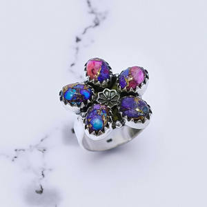 Anneaux en argent 925 avec pierres précieuses en turquoise naturelle rose, prix de gros en vrac, bijoux en pierres précieuses - Product Image 2