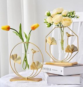 Juego creativo de macetas de escritorio con jarrones de taza de vidrio soporte de Metal de hierro para plantar agua arreglo floral decoración regalo - Product Image 4