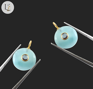 Pendentif en argent sterling 925 plaqué or avec incrustation de pierre précieuse d'aquamarine naturelle AAA pour la fabrication de bijoux, pendentifs fins faits à la main - Product Image 5