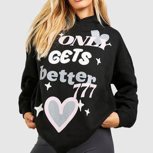 Última moda de alta calidad de las mujeres Puff Print Hoodies Color sólido transpirable mujeres sudaderas con capucha para la venta en línea - Product Image 1