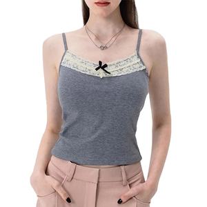 Camiseta Blanca de Estilo Coreano, Ajustada, Corta, Transpirable, 100% Nailon, para Mujer, Cuello en V, Informal, con Logotipo Frontal, Tejido de Punto con Encaje - Product Image 1