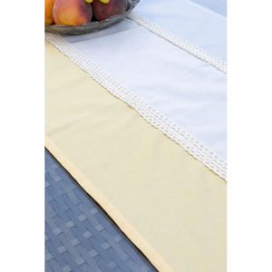 Camino de Mesa de Lino Orgánico Hecho a Mano, con Rayas de 3 Colores y Ribete de Encaje, Estilo Rústico Tejido para Decoración de Jardín, Comedor y Hogar - Product Image 4