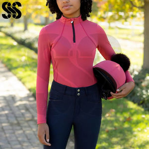 Camiseta de equitación para mujer, capa base, ligera, transpirable, cómoda, corte regular, cierre de cremallera, personalizable - Product Image 2