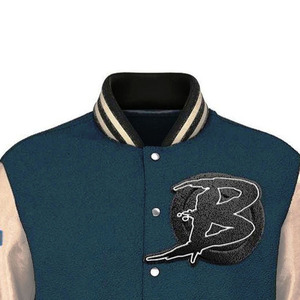 100% Cotton Men's Vintage Letterman Varsity Jacket Oversized <b>Drop</b> Shoulder <b>Stand</b> Collar Chenille Embroidery High Street Style - Product Image 6