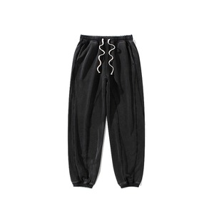 Pantalon de survêtement décontracté pour homme, style urbain, en molleton de coton biologique, coupe droite, confortable, respirant, taille mi-haute, logo personnalisé - Product Image 1
